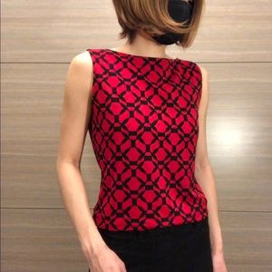 Red and black pattern top.  Sleeveless.  Size small.  Good condition.
